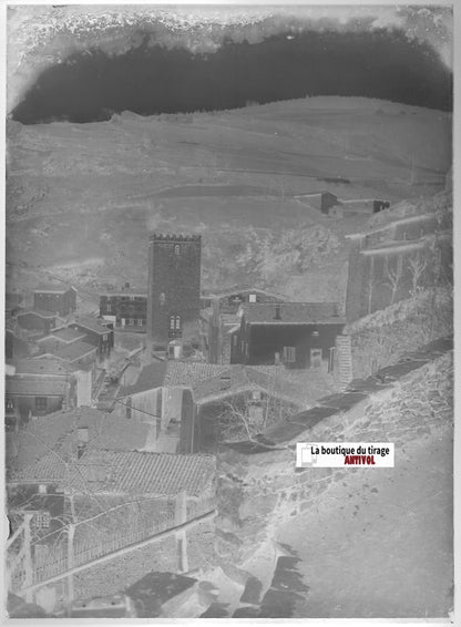 Doizieux, Loire, Plaque verre photo ancienne, négatif noir & blanc 13x18 cm