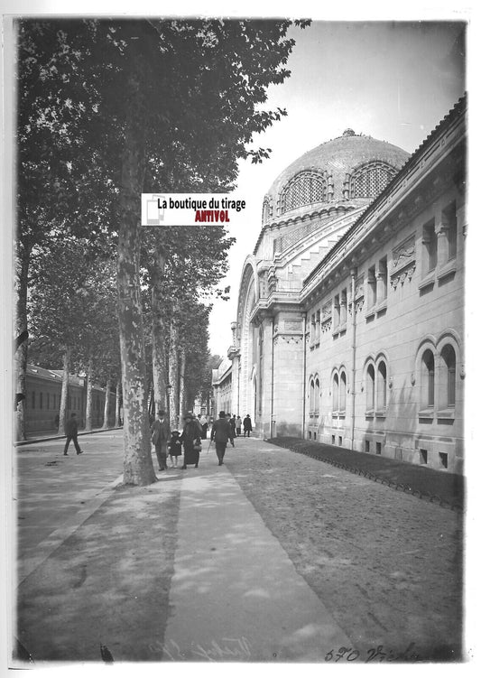 Plaque verre photo ancienne positif noir et blanc 13x18 cm Vichy therme France