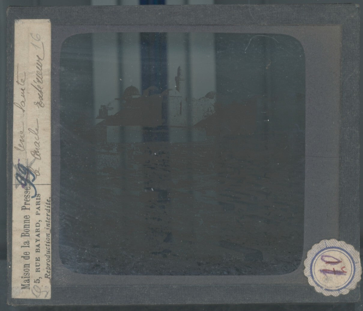 Tombeau du Roi David, photo plaque verre, noir & blanc, positif 8,5x10 cm