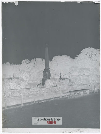 Jardin du Luxembourg, Paris, plaque verre, photo ancienne, négatif 9x12 cm