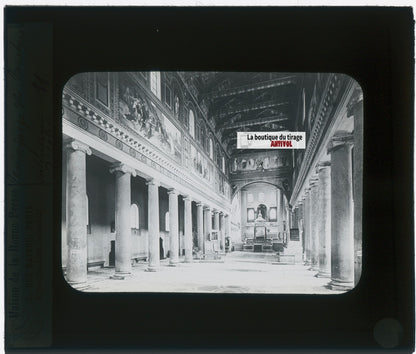 Basilique Saint-Laurent, photo plaque verre, noir & blanc, positif 8,5x10 cm