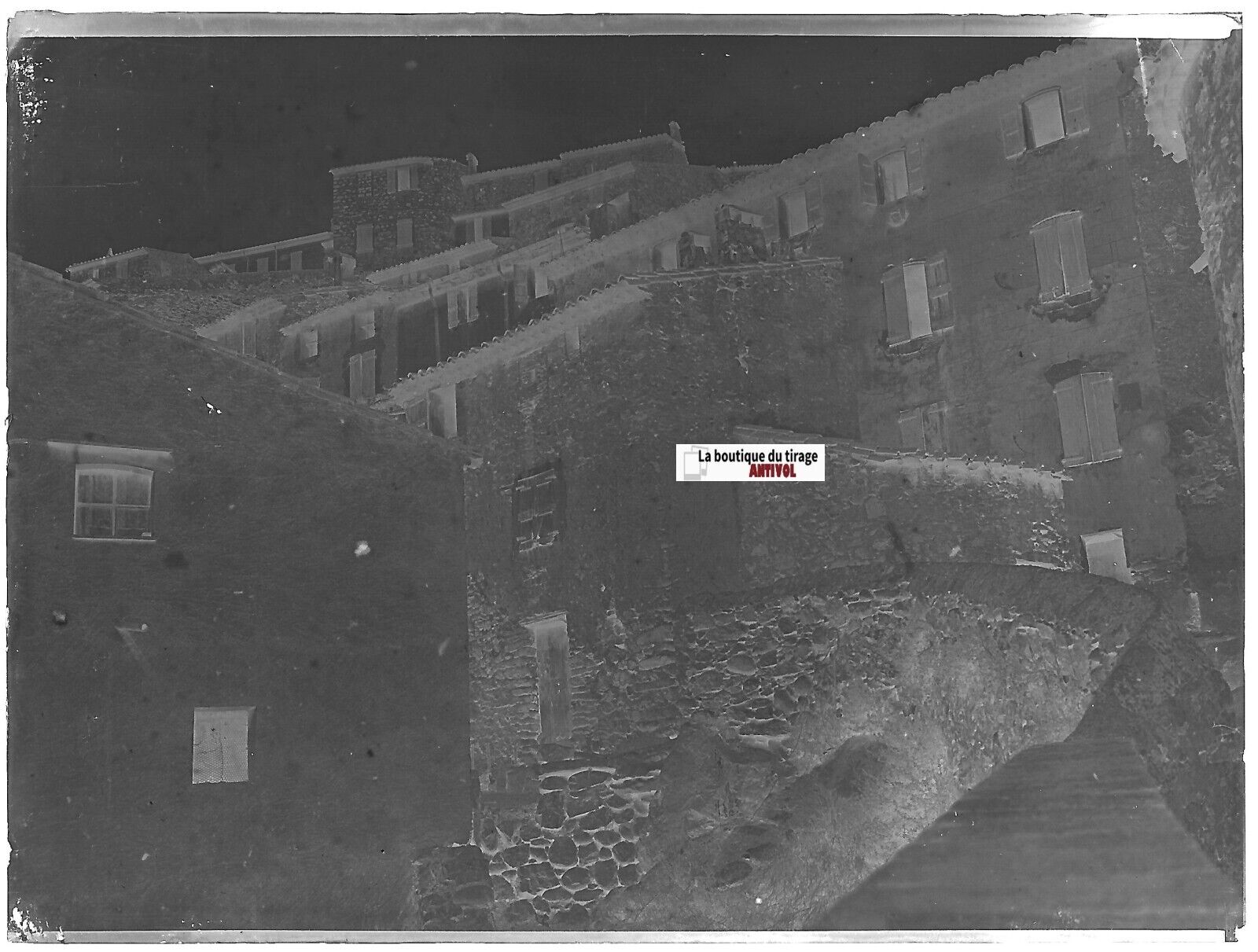 Amélie-les-Bains, Plaque verre photo ancienne, négatif noir & blanc 9x12 cm