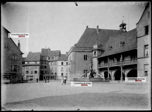 Plaque verre photo ancienne négatif noir et blanc 13x18 cm Colmar architecture 