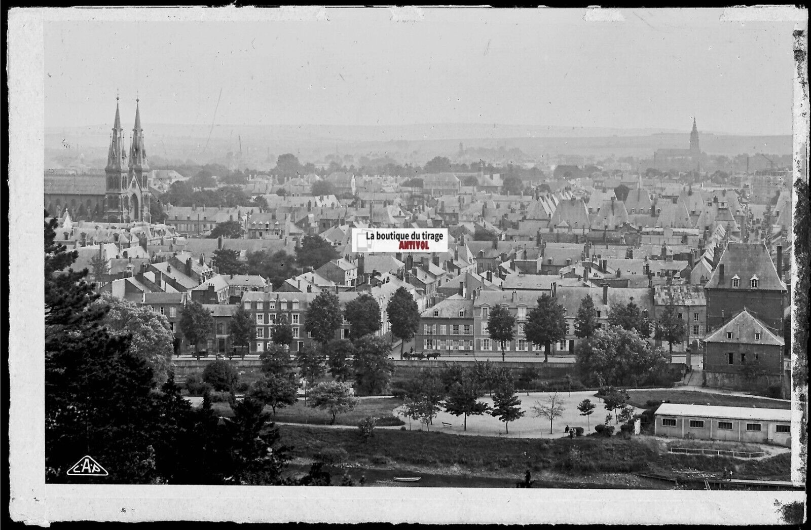 Plaque verre photo négatif noir & blanc 09x14 cm Charleville-Mézières, Ardennes