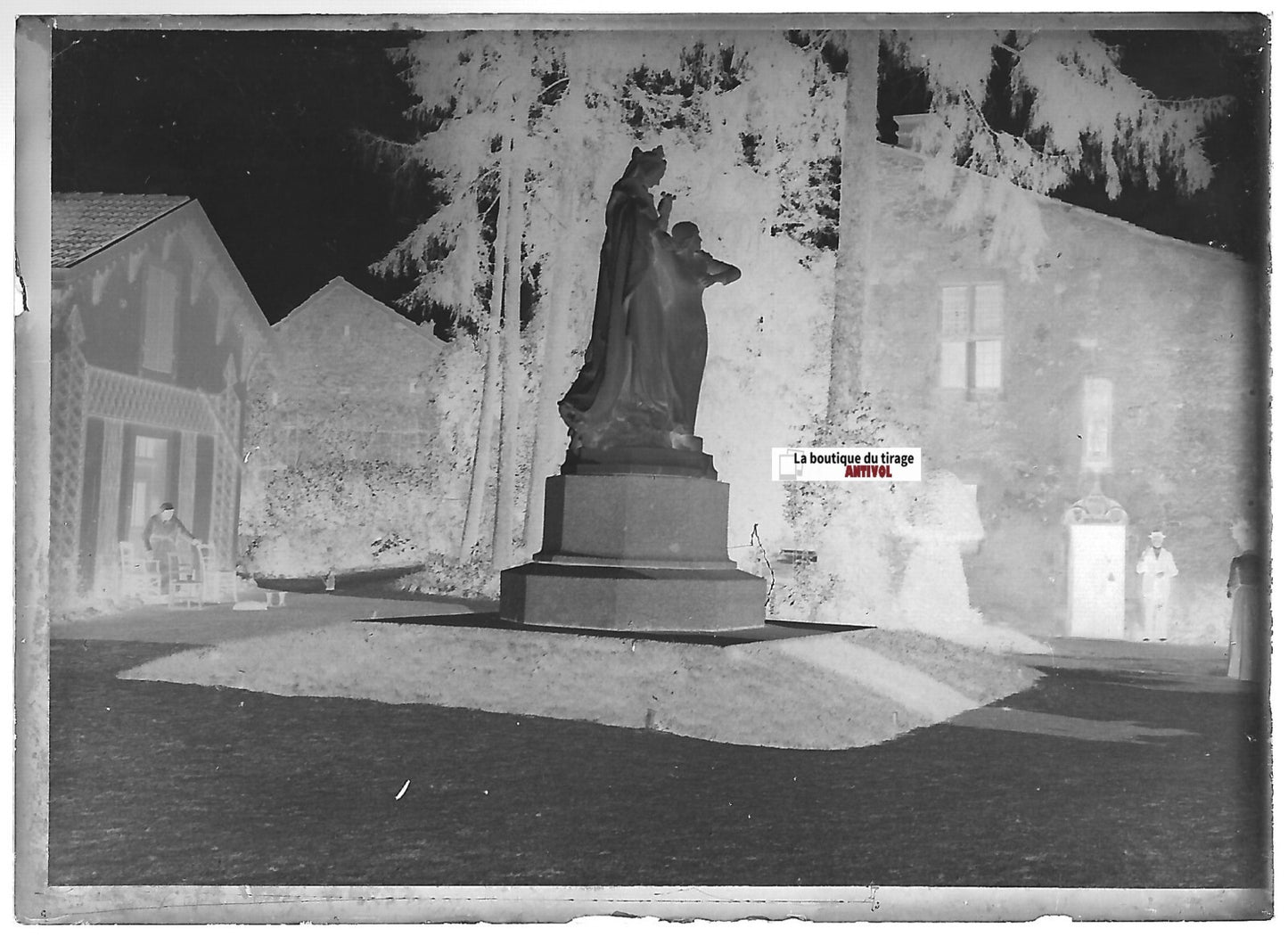 Domrémy-la-Pucelle Jeanne d'Arc, Plaque verre photo, négatif noir & blanc 6x9 cm