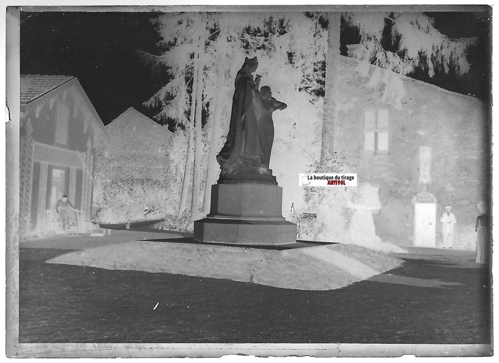 Domrémy-la-Pucelle Jeanne d'Arc, Plaque verre photo, négatif noir & blanc 6x9 cm