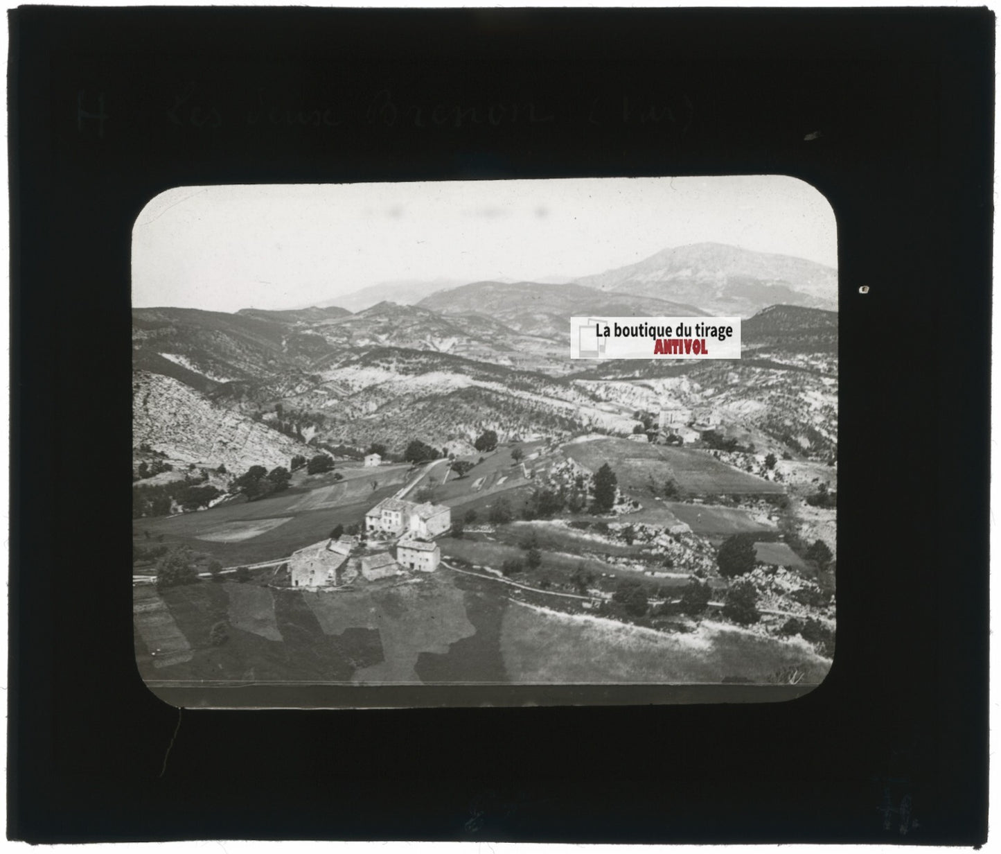 Brenon, Var village, paysage, photo ancienne plaque de verre, positif 8,5x10 cm