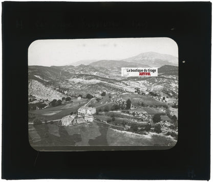 Brenon, Var village, paysage, photo ancienne plaque de verre, positif 8,5x10 cm
