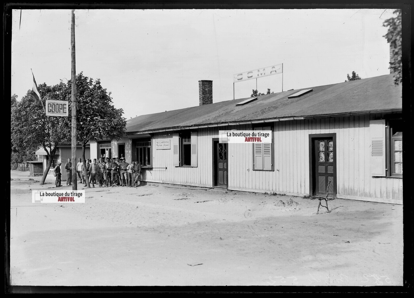 Camp Bitche, soldats guerre, photos plaque de verre, lot de 5 négatifs 13x18 cm