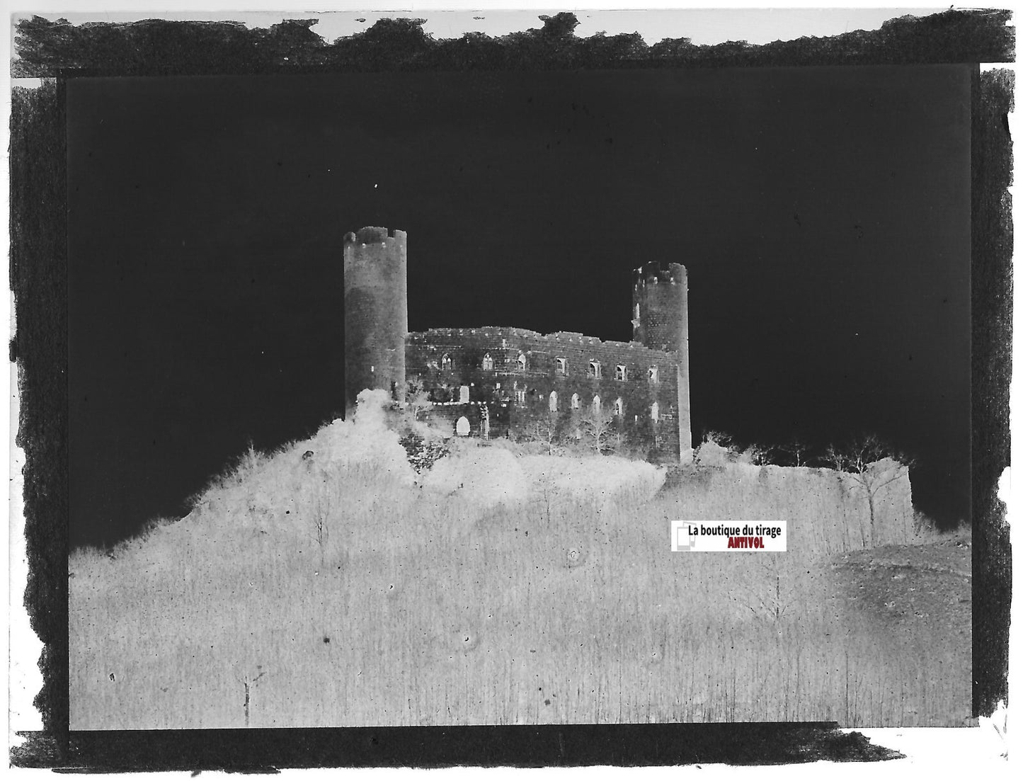 Château de Haut-Andlau, Plaque verre photo, négatif ancien noir & blanc 9x12 cm