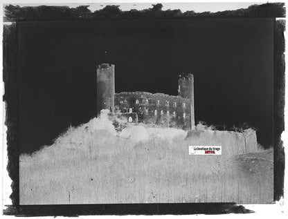 Château de Haut-Andlau, Plaque verre photo, négatif ancien noir & blanc 9x12 cm