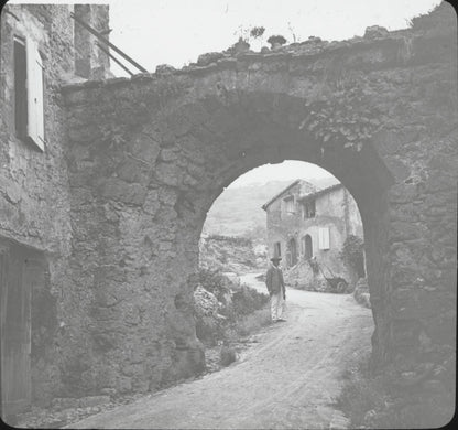 Cotignac, village Var, photo ancienne plaque de verre, positif 8,5x10 cm
