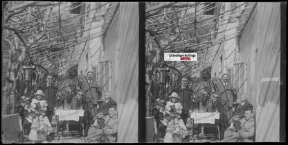 Normandie, famille maison, stéréoscopie plaque ancienne verre, négatif 9x18 cm