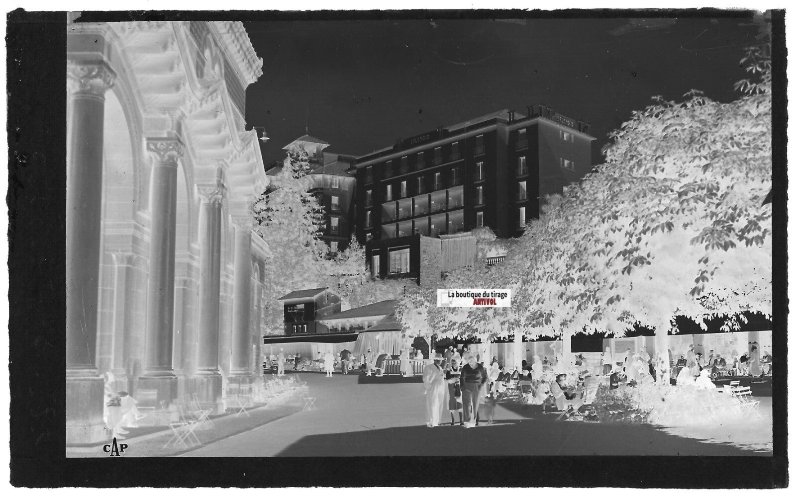 Plaque verre photo négatif noir & blanc 9x14 cm, Châtel-Guyon, Thermes