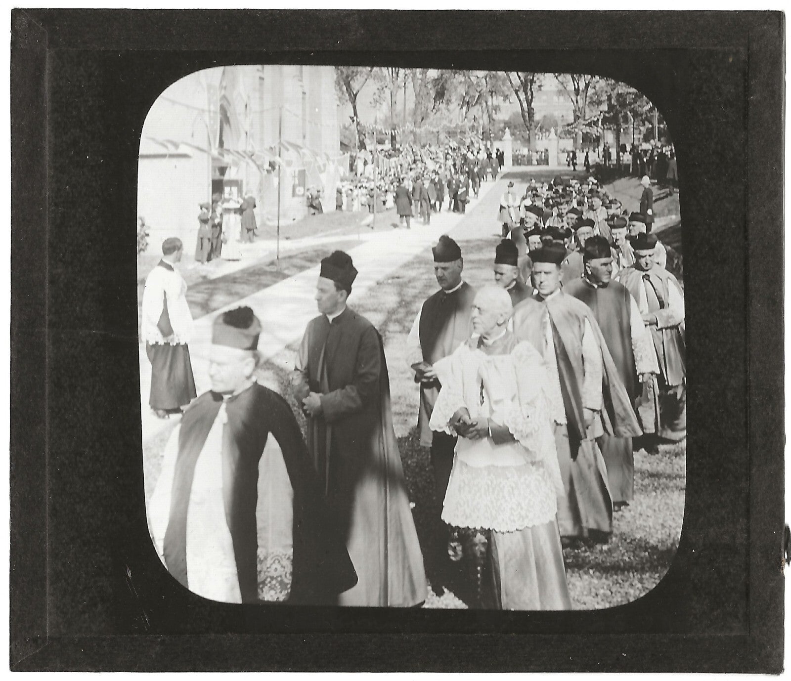 Défilé des évêques, Canada, photo ancienne plaque verre, positif 8,5x10 cm