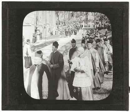 Défilé des évêques, Canada, photo ancienne plaque verre, positif 8,5x10 cm