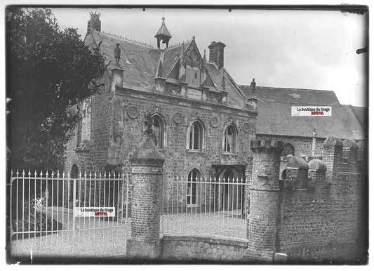 Plaque verre photo ancienne positif noir et blanc 13x18 cm Manneville-és-Plains