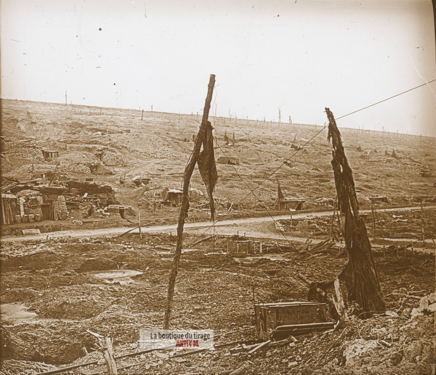 Verdun, Haudromont, Goulette, WW1, plaque verre photo ancienne stéréo 6x13 cm