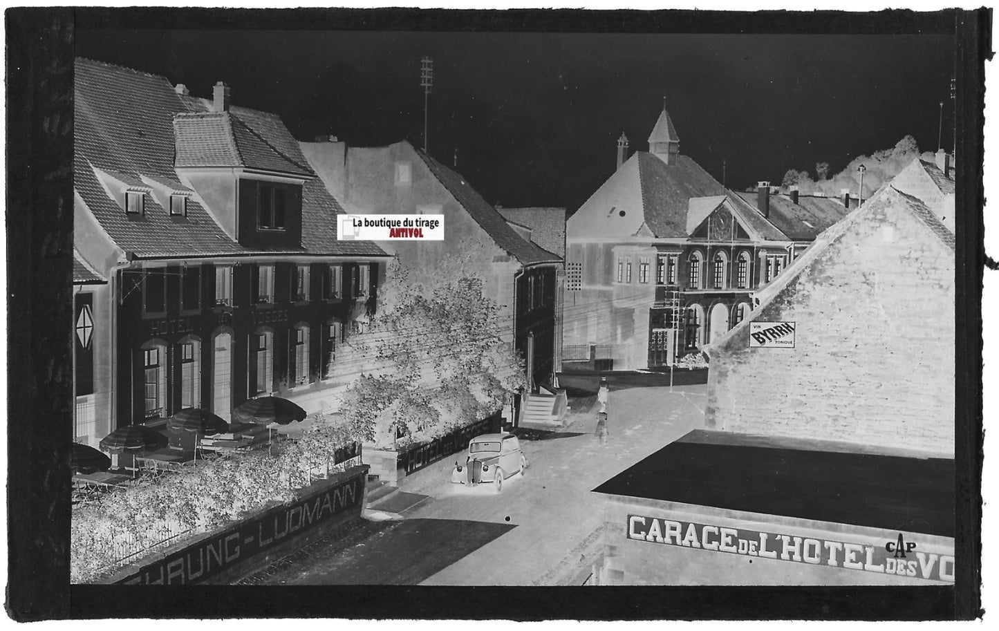 La Petite-Pierre, hôtel Vosges, Plaque verre, photo négatif noir & blanc 9x14 cm