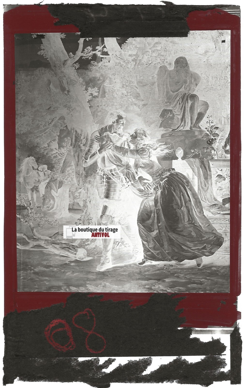 Plaque verre photo, négatif noir & blanc 9x14 cm, château de Pau, Henri IV