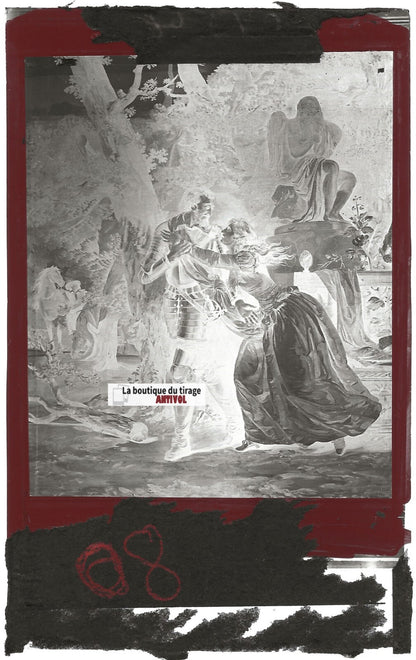 Plaque verre photo, négatif noir & blanc 9x14 cm, château de Pau, Henri IV