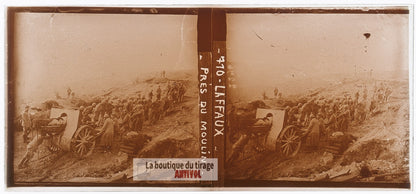 Laffaux 1917, moulin, guerre WW1, plaque verre photo ancienne stéréo 6x13 cm