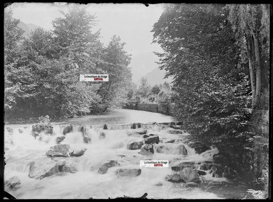 Plaque verre photo ancienne négatif noir et blanc 13x18 cm France Luchon