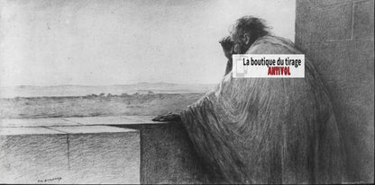 Luc, scène religieuse, dessin peinture plaque de verre, positif 8,5x10 cm