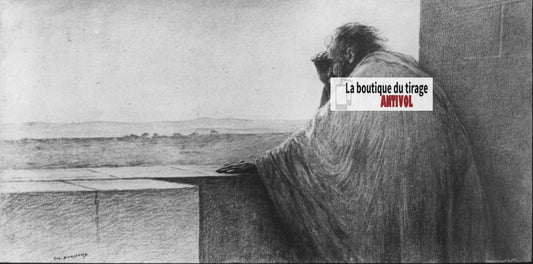 Luc, scène religieuse, dessin peinture plaque de verre, positif 8,5x10 cm