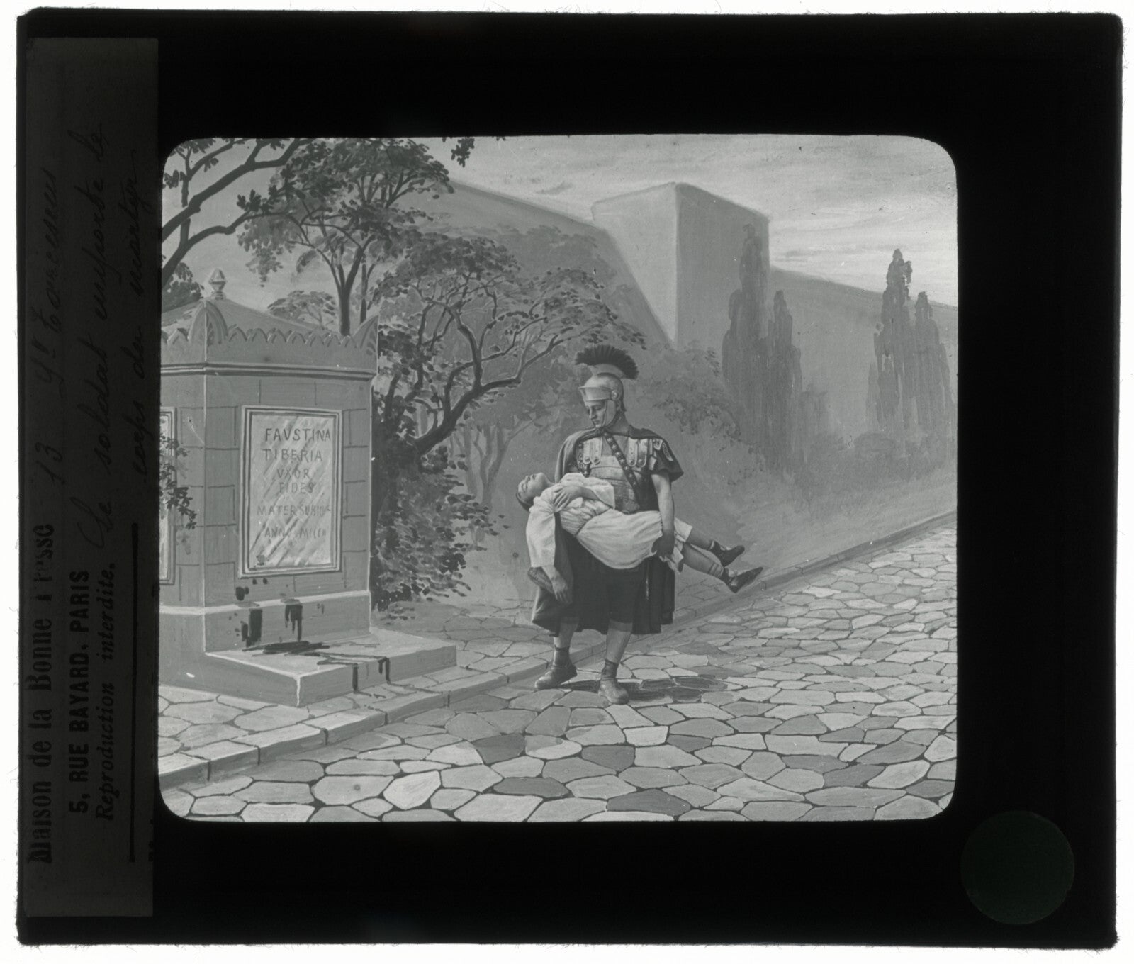 Tarcisius de Rome, Italie, dessin, photo plaque de verre, positif 8,5x10 cm