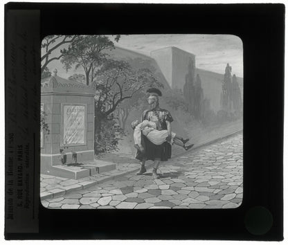 Tarcisius de Rome, Italie, dessin, photo plaque de verre, positif 8,5x10 cm