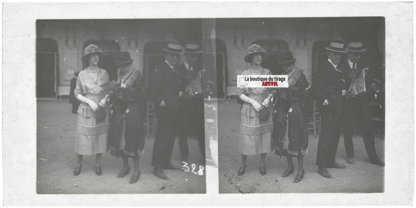 Hippodrome de Longchamp, Paris, plaque verre stéréoscopique, positif 8,5x17 cm