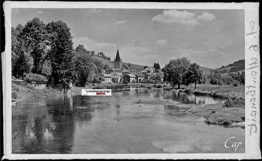 Plaque verre photo ancienne, négatif noir & blanc 9x14 cm, Montbenoît, Doubs