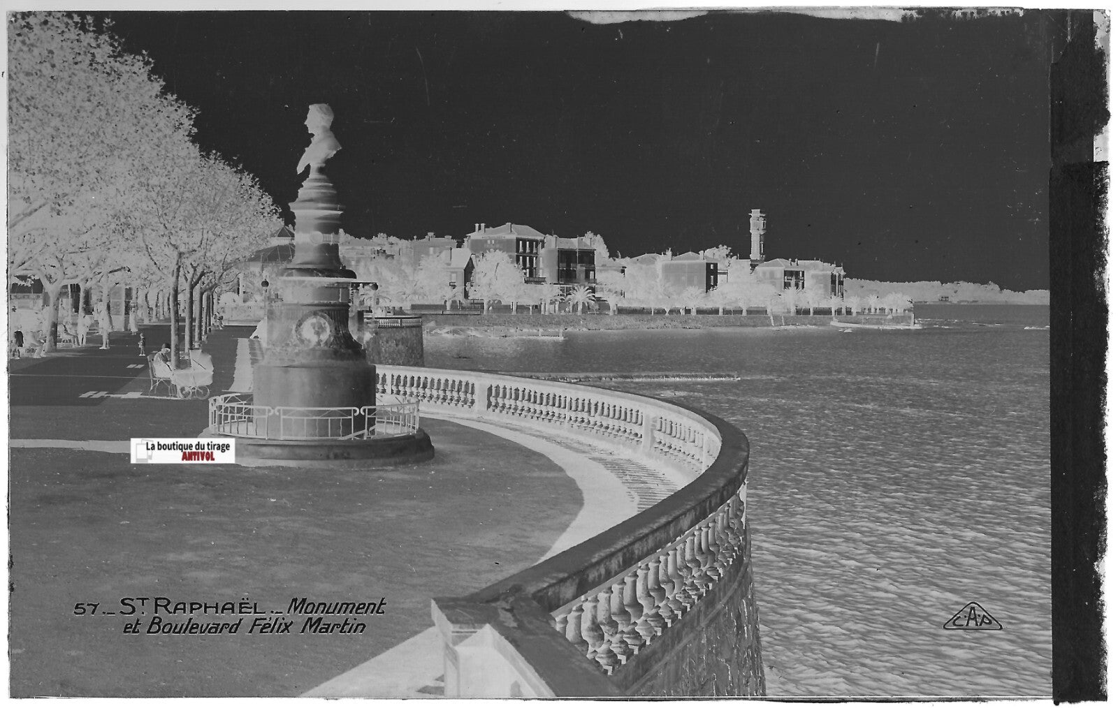 Saint-Raphaël, Félix Martin, Plaque verre photo, négatif noir & blanc 9x14 cm