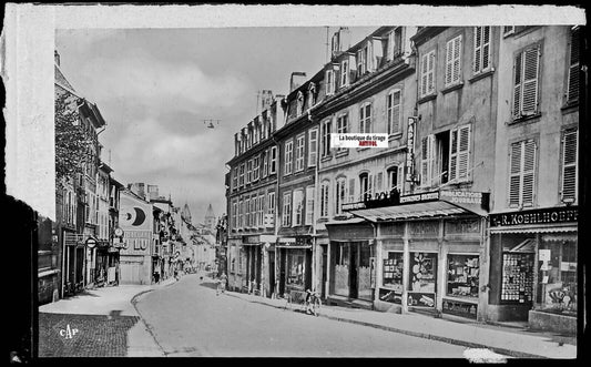 Plaque verre photo, négatif noir & blanc 9x14 cm, Sarrebourg, Grand Rue, Moselle