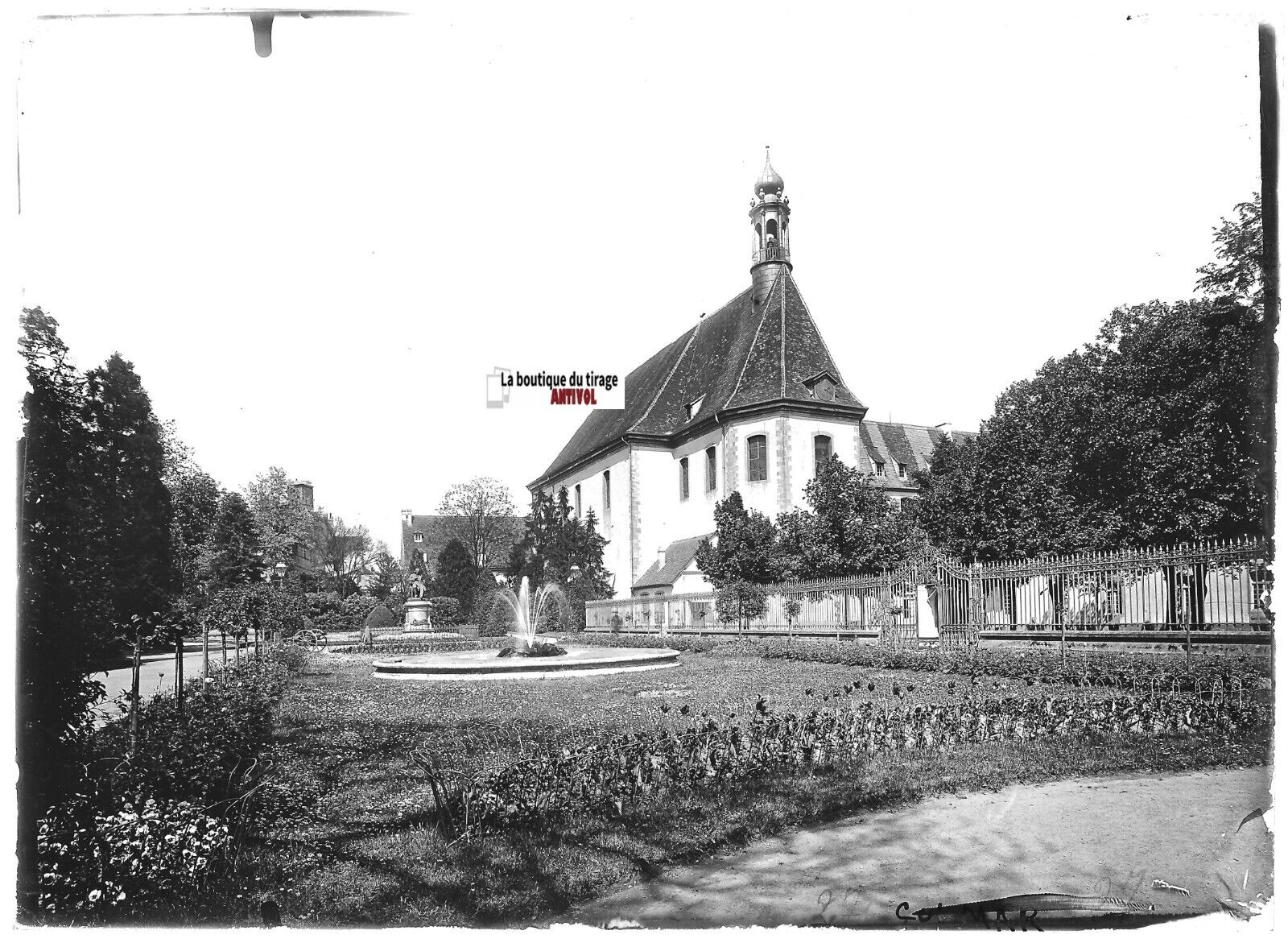 Plaque verre photo ancienne positif noir & blanc 13x18 cm Colmar Bartholdi lycée