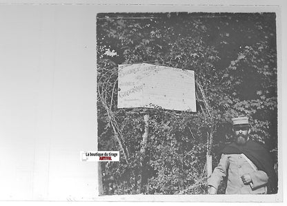 Source Grognards, Plaque verre stéréo, positif ancien noir & blanc 4,5x10,7 cm