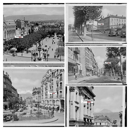 Clermont-Ferrand, Auvergne, photos plaque de verre, lot de 5 négatifs 9x14 cm