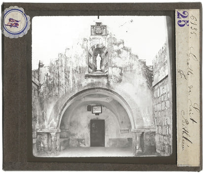 Grotte du Lait Bethléem, photo ancienne plaque de verre, positif 8,5x10 cm
