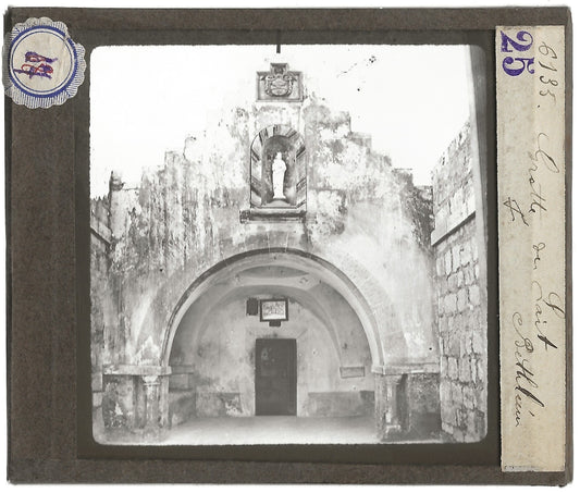 Grotte du Lait Bethléem, photo ancienne plaque de verre, positif 8,5x10 cm