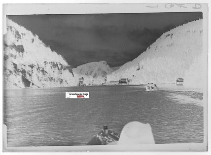 Doubs, bassin du Saut, Plaque verre photo, négatif ancien noir & blanc 6x9 cm