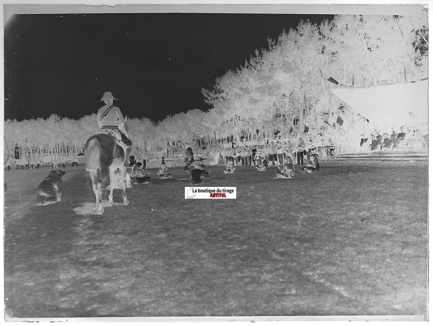 Camp militaire Meucon, Plaque verre photo ancienne, négatif noir & blanc 9x12 cm