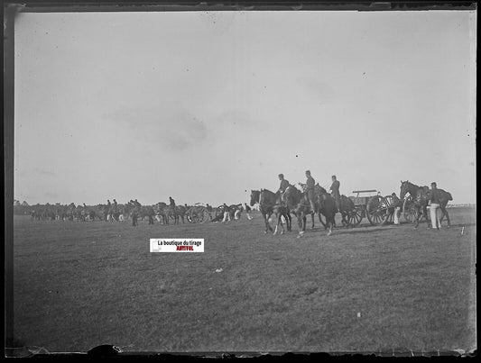 Camp militaire Meucon, Plaque verre photo ancienne, négatif noir & blanc 9x12 cm