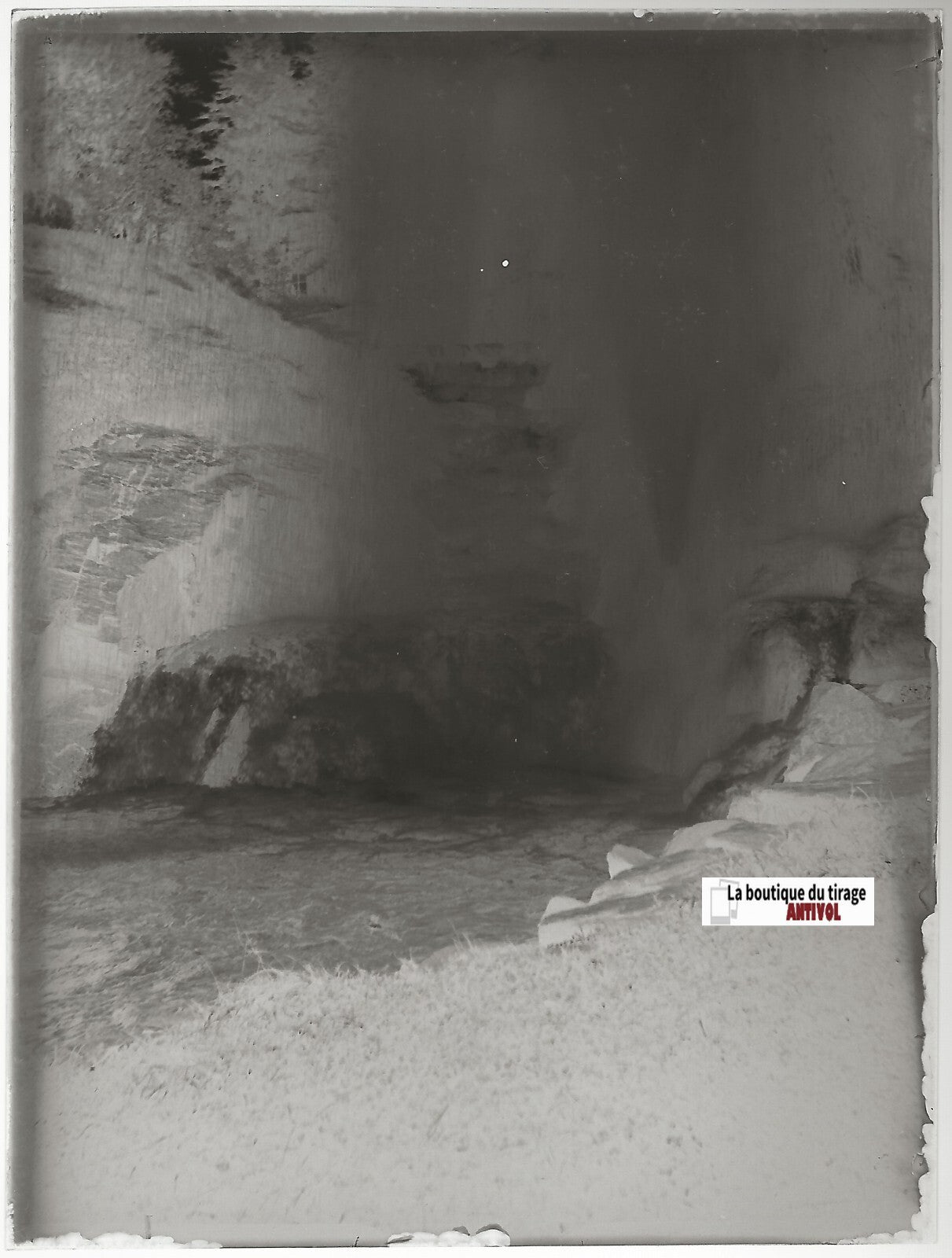 Saint-Ferréol, gerbe, lac, Plaque verre photo, négatif noir & blanc 9x12 cm