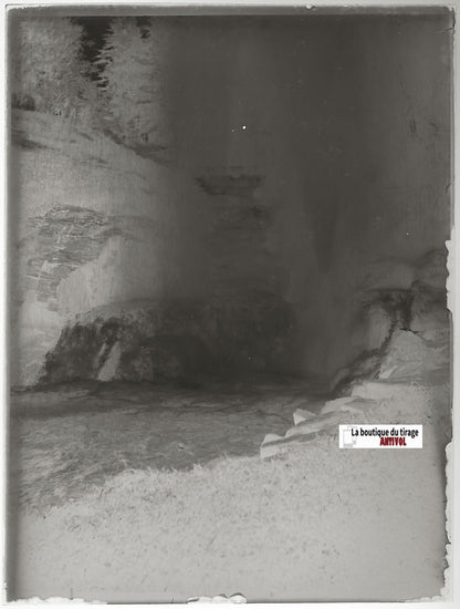 Saint-Ferréol, gerbe, lac, Plaque verre photo, négatif noir & blanc 9x12 cm