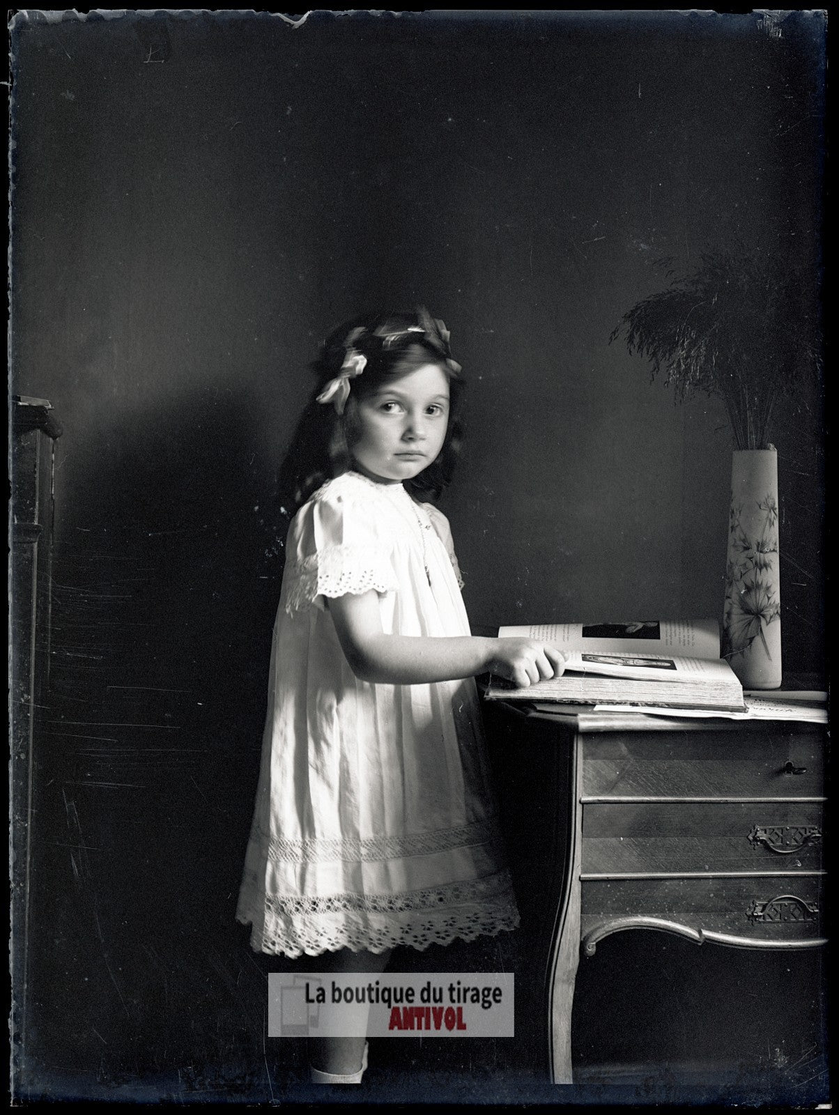 Jeune fille, enfant, personnage, plaque verre, photo ancienne, négatif 9x12 cm