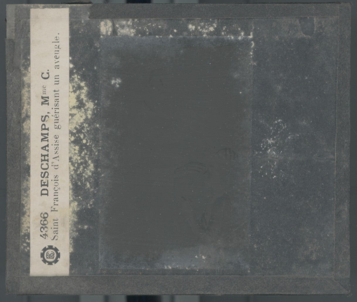 François d'Assise, dessin, plaque de verre, noir & blanc, positif 8,5x10 cm