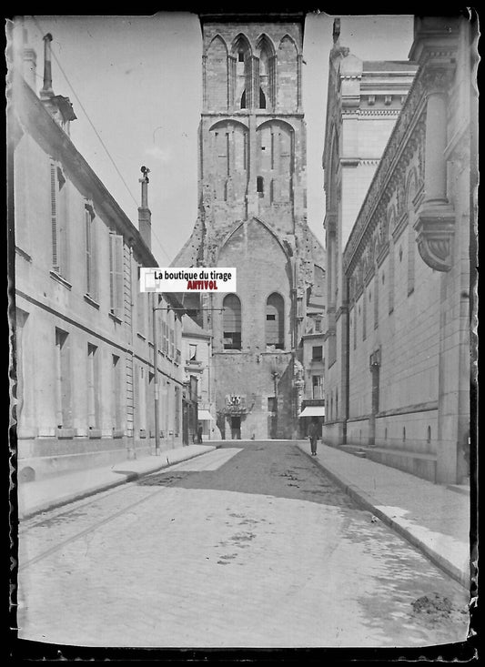 Tours, Tour Charlemagne, Plaque verre photo, négatif noir & blanc 6x9 cm