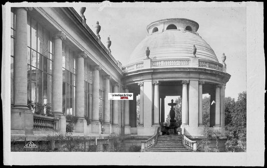 Plaque verre photo anncienne, négatif noir & blanc 9x14 cm, therme Nancy France