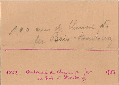 Plaque verre positif noir & blanc 13x18 cm Paris Strasbourg 1852 1952 train SNCF